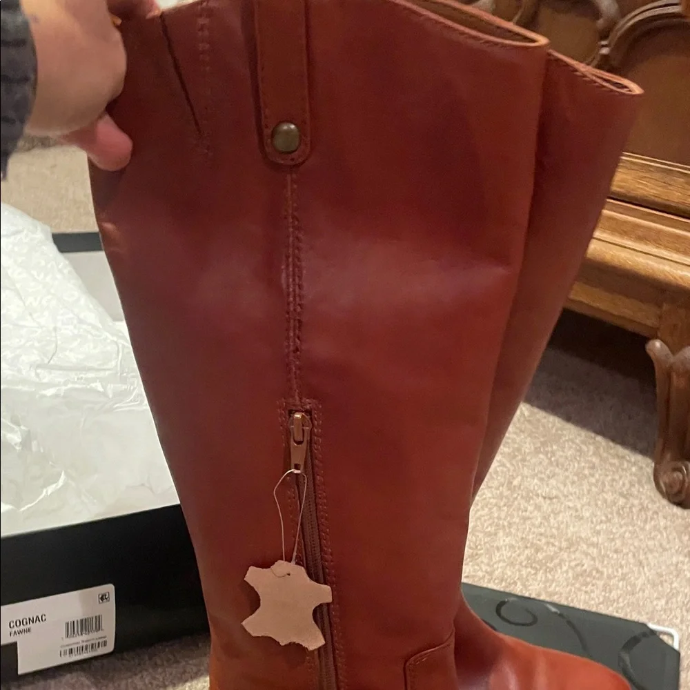 #7 INC Women's Brown Leather Knee-High Boots NWT WC only visible on one side I - Picture 6 of 11